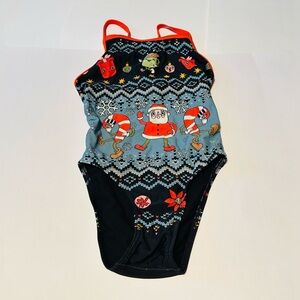 Sporti Christmas Granny Sweater Holiday Groovy Thin Strap Swimsuit Size: 28Y